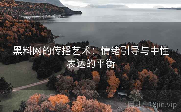 黑料网的传播艺术：情绪引导与中性表达的平衡