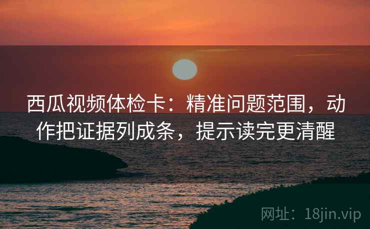 西瓜视频体检卡：精准问题范围，动作把证据列成条，提示读完更清醒