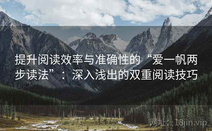 提升阅读效率与准确性的“爱一帆两步读法”：深入浅出的双重阅读技巧
